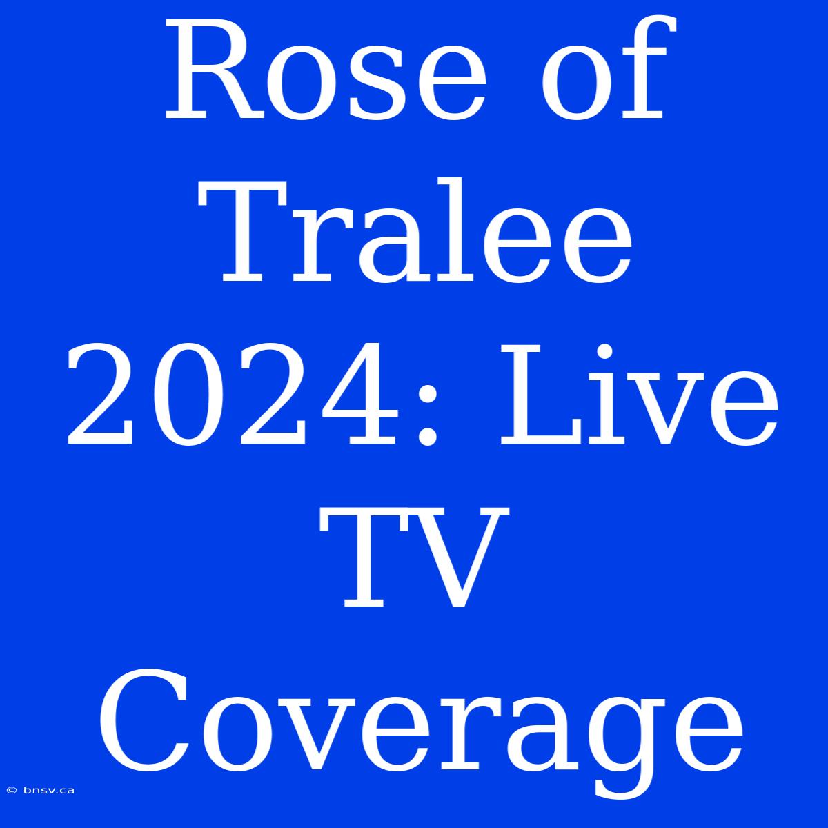 Rose Of Tralee 2024: Live TV Coverage