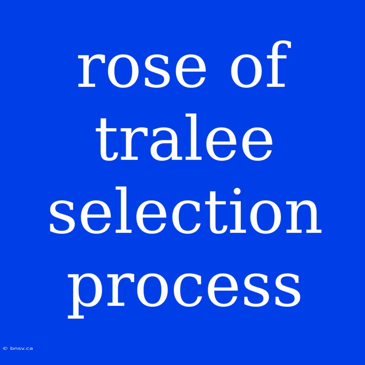 Rose Of Tralee Selection Process