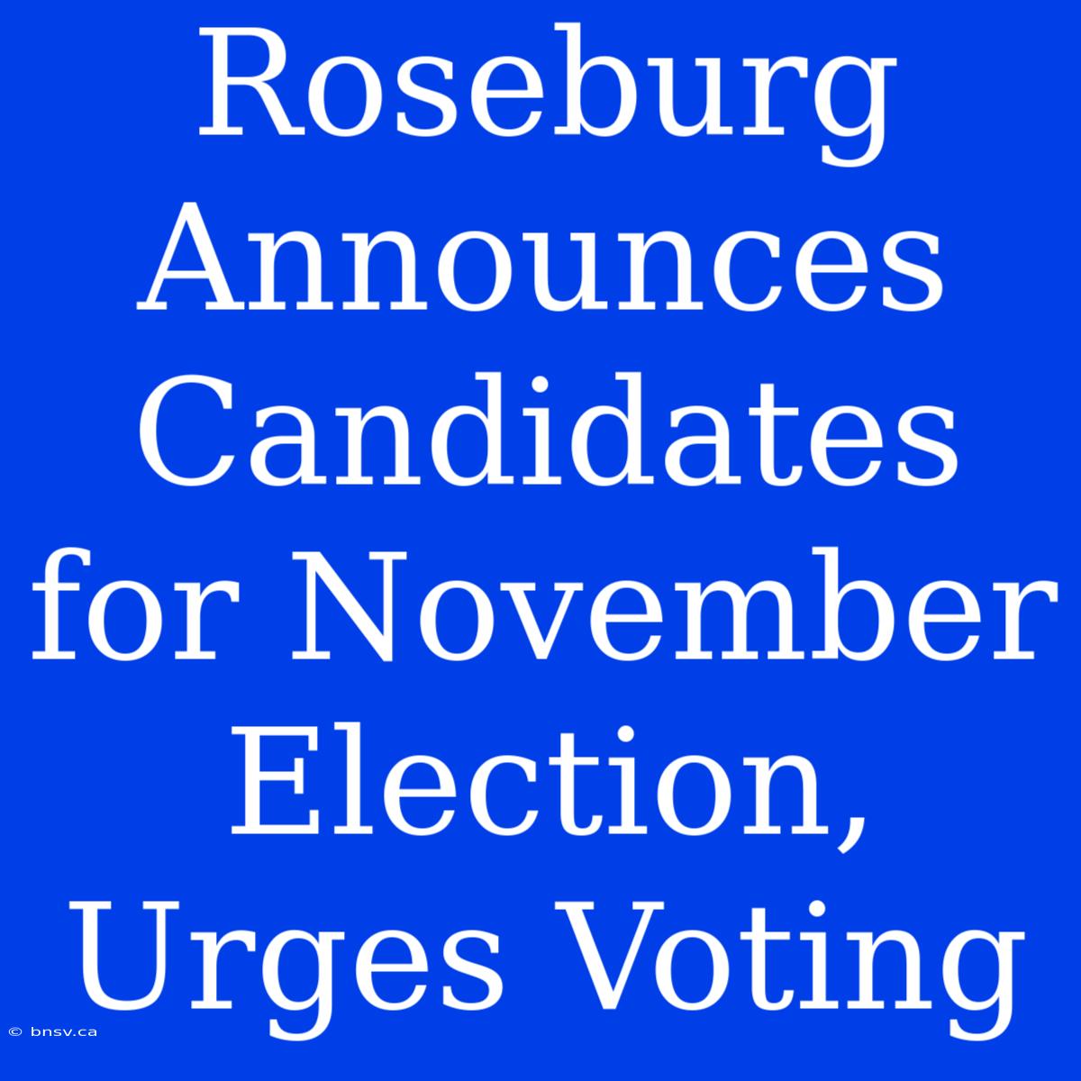 Roseburg Announces Candidates For November Election, Urges Voting