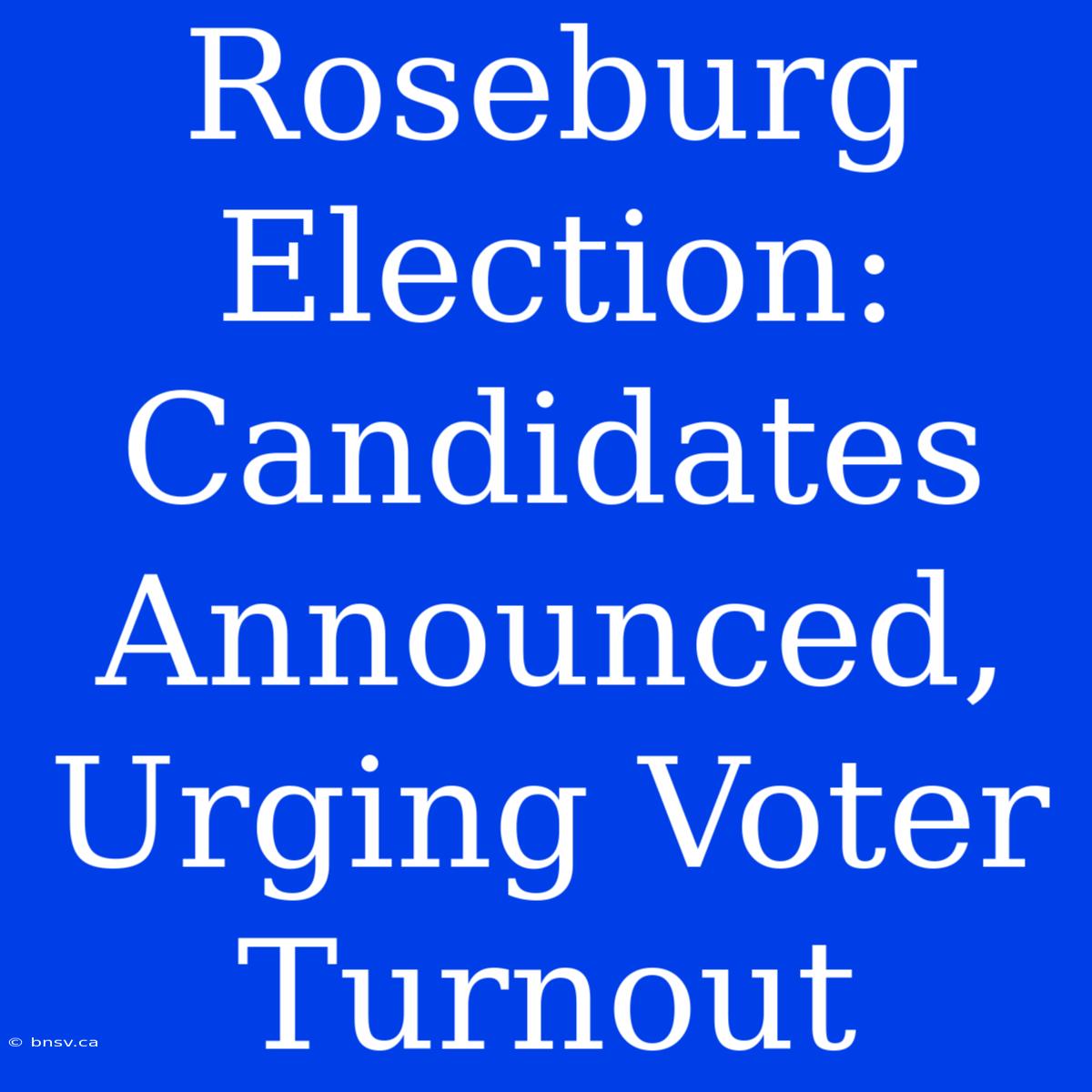 Roseburg Election: Candidates Announced, Urging Voter Turnout