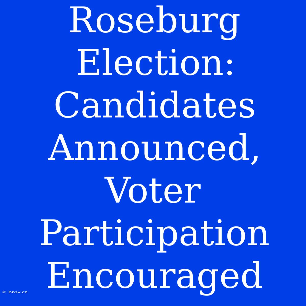 Roseburg Election: Candidates Announced, Voter Participation Encouraged