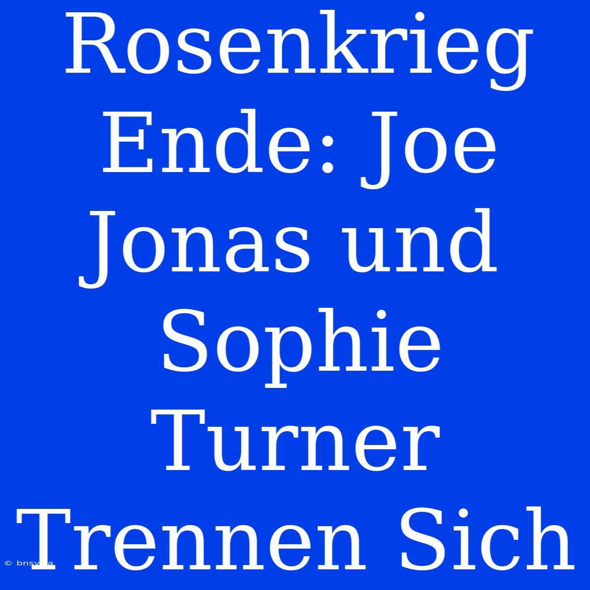 Rosenkrieg Ende: Joe Jonas Und Sophie Turner Trennen Sich