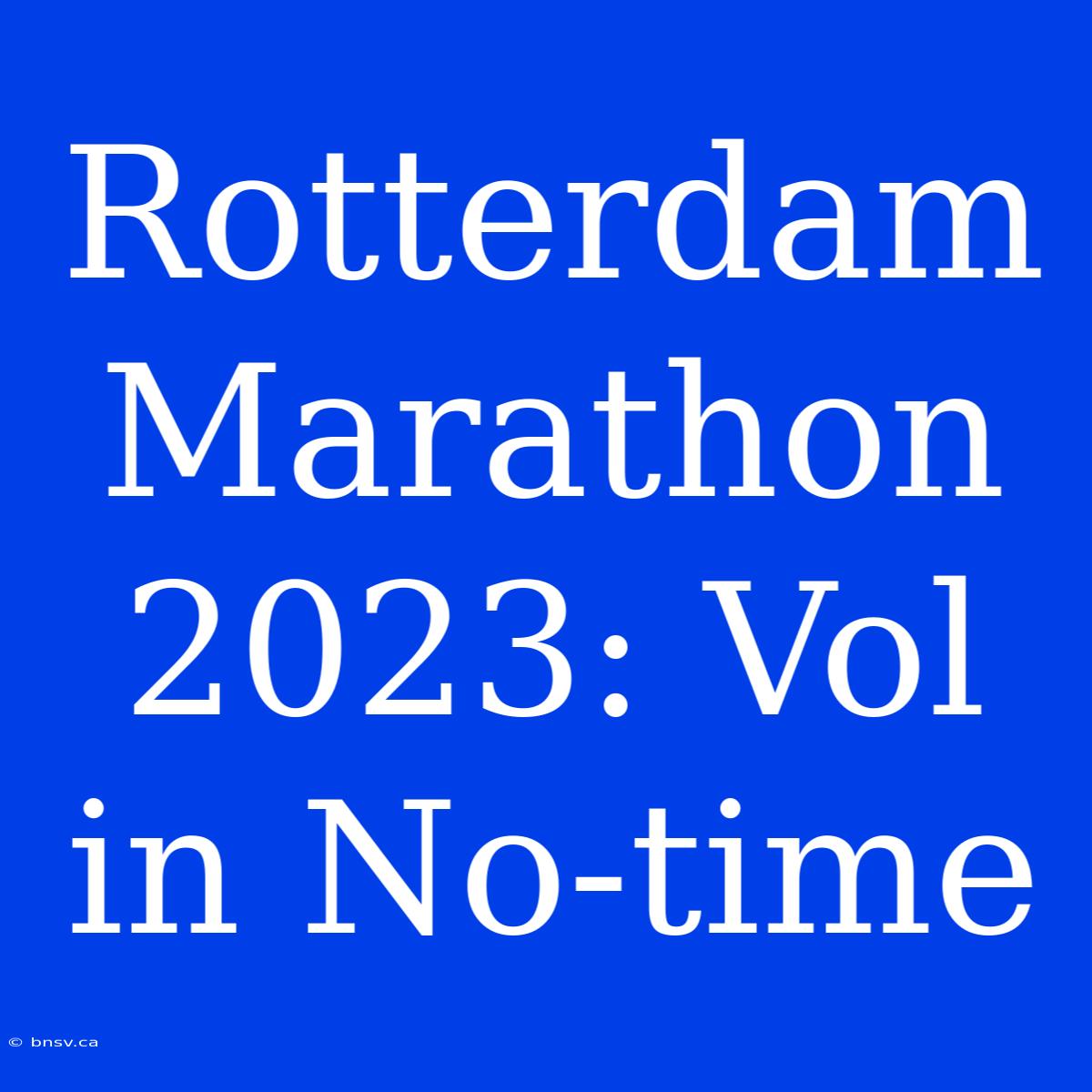 Rotterdam Marathon 2023: Vol In No-time