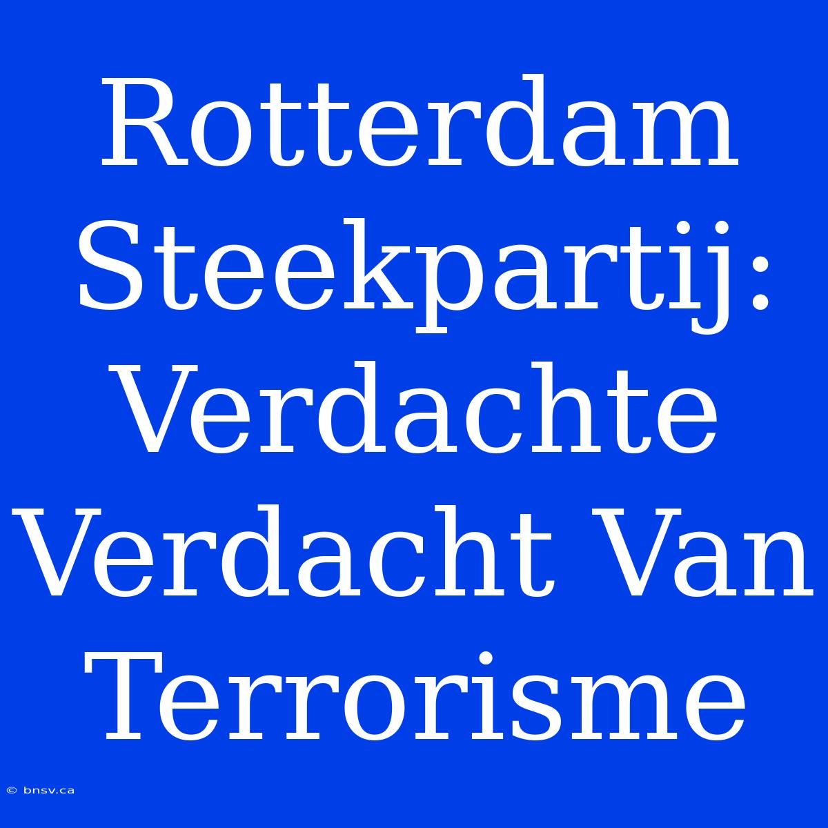 Rotterdam Steekpartij: Verdachte Verdacht Van Terrorisme