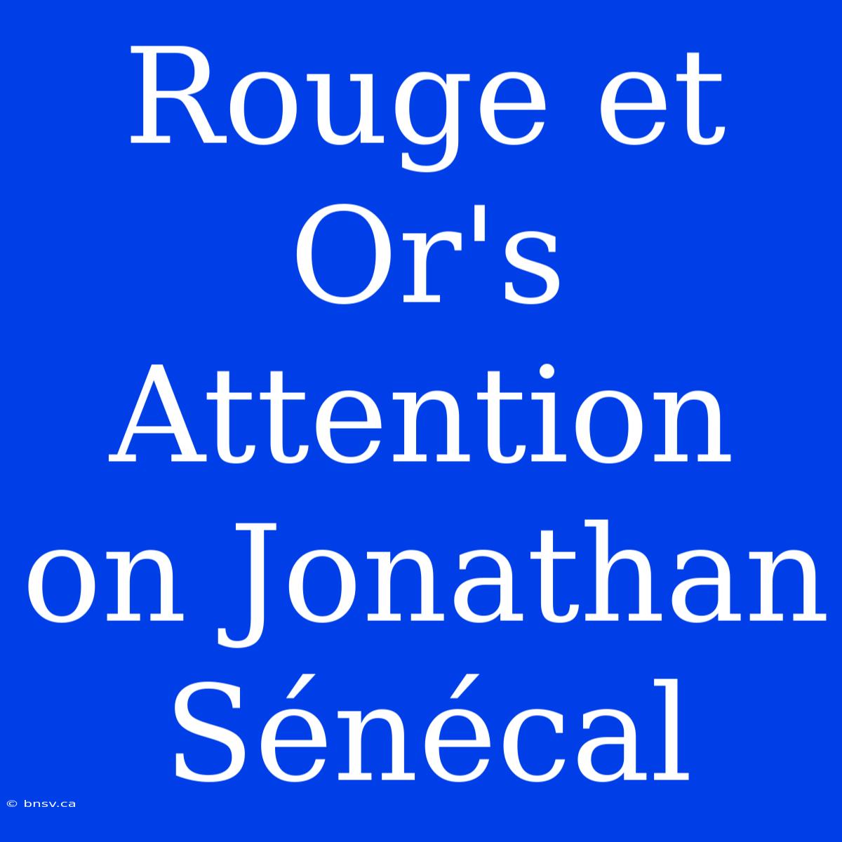 Rouge Et Or's Attention On Jonathan Sénécal