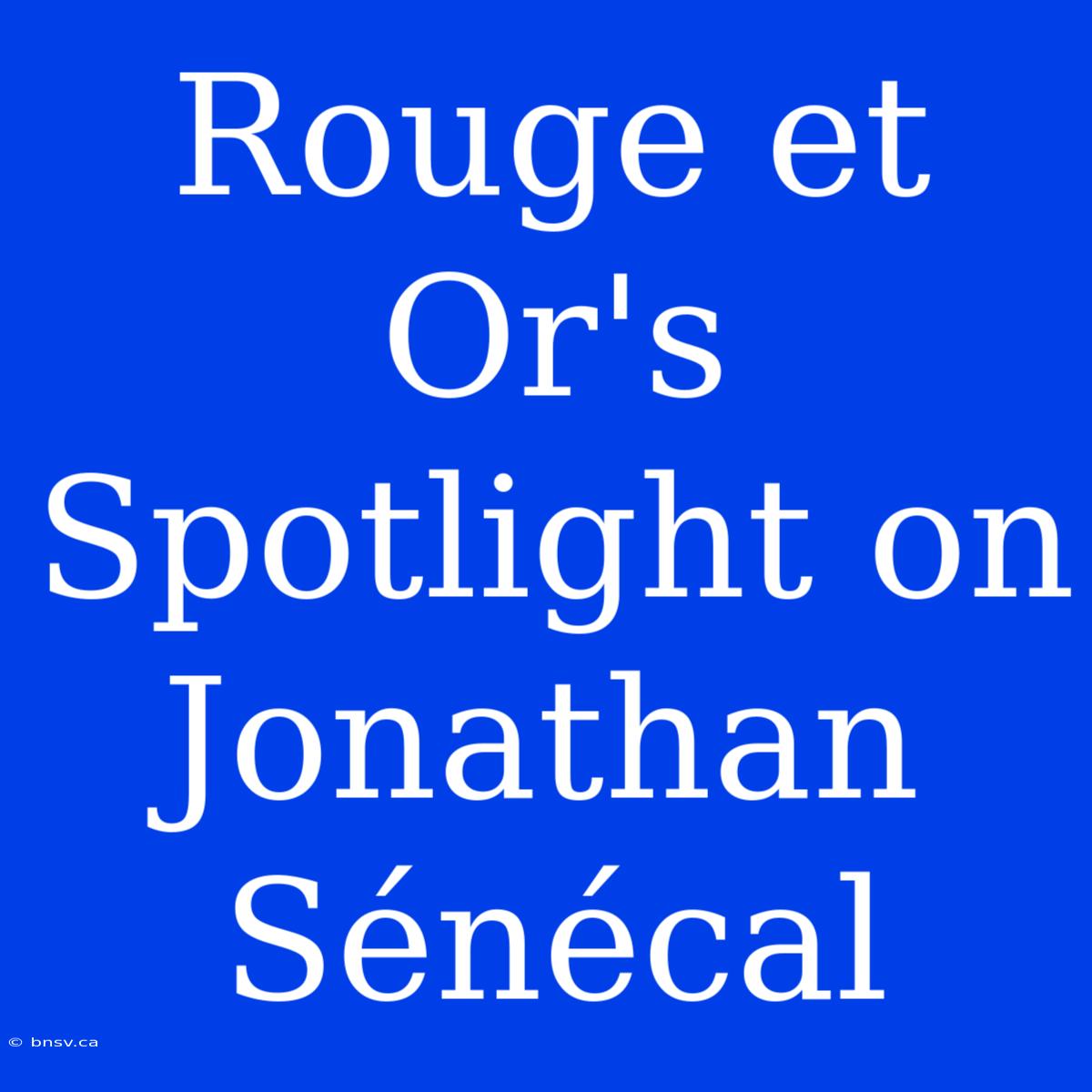 Rouge Et Or's Spotlight On Jonathan Sénécal