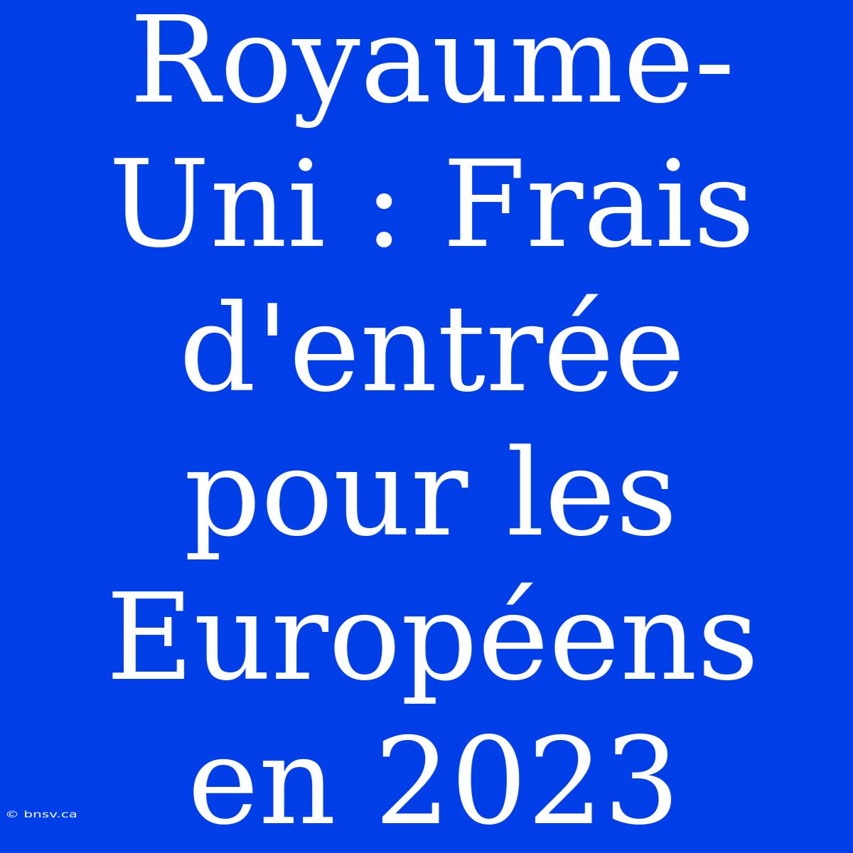 Royaume-Uni : Frais D'entrée Pour Les Européens En 2023