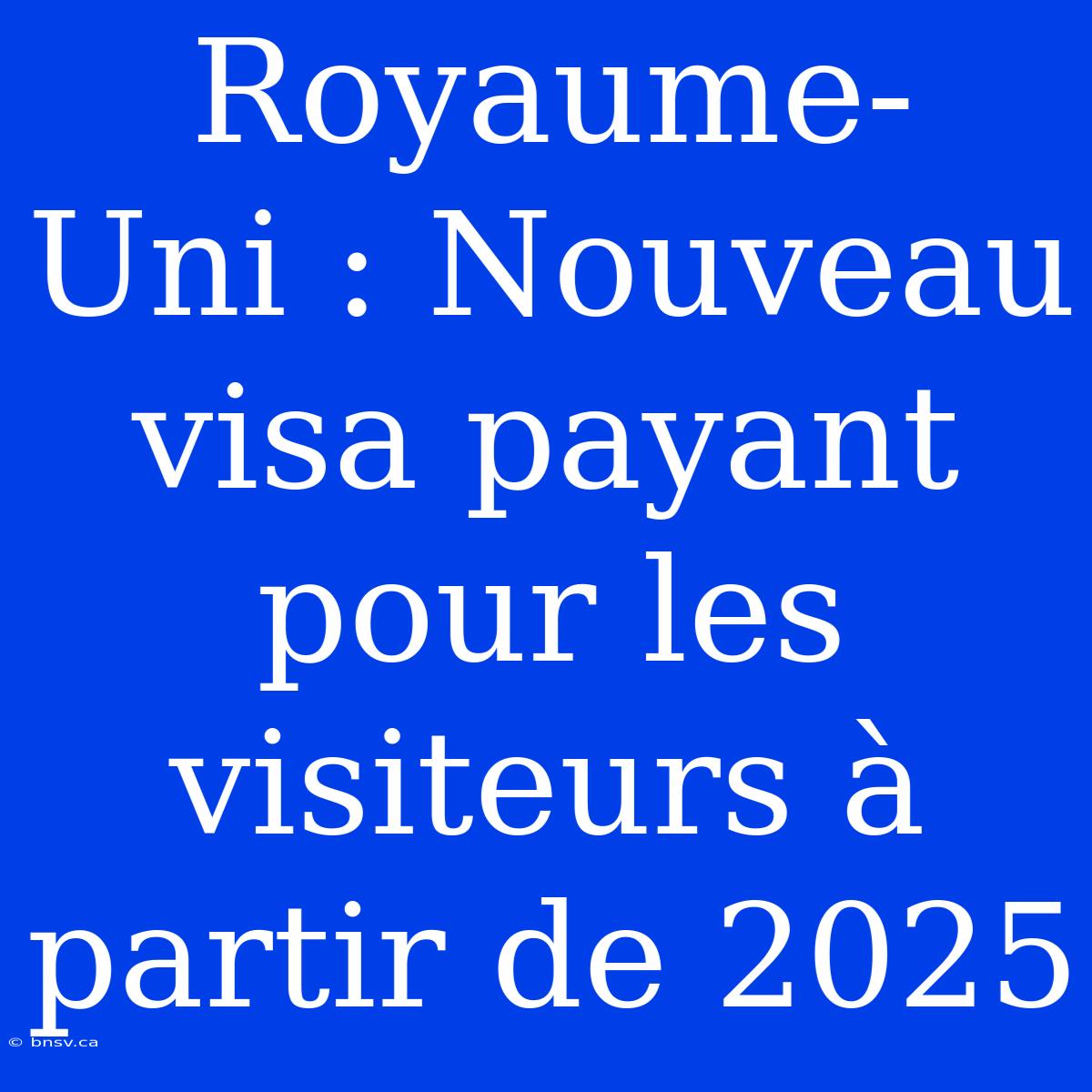 Royaume-Uni : Nouveau Visa Payant Pour Les Visiteurs À Partir De 2025