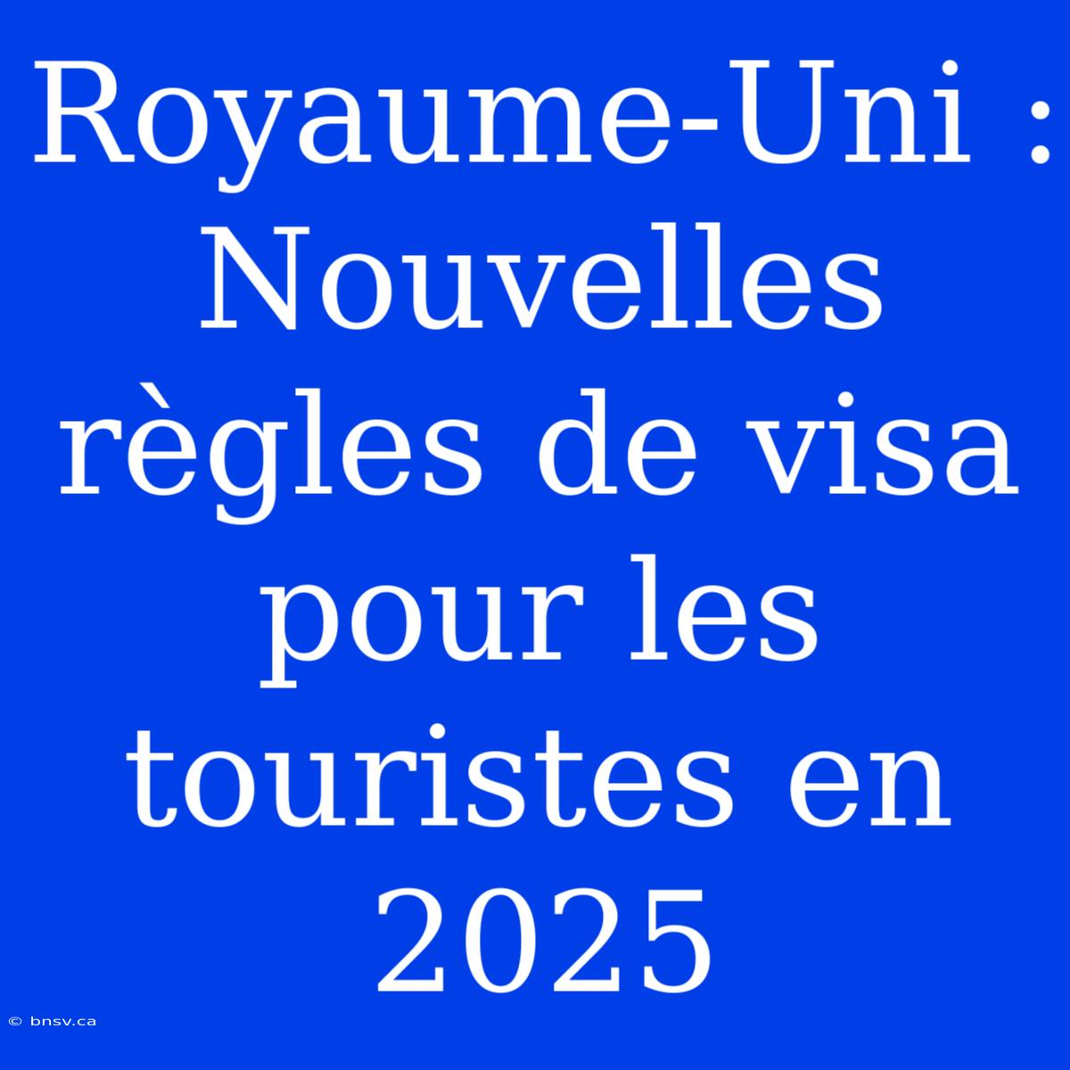 Royaume-Uni : Nouvelles Règles De Visa Pour Les Touristes En 2025