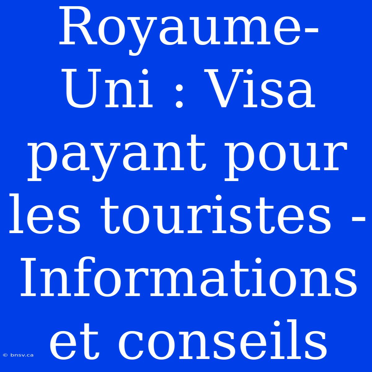 Royaume-Uni : Visa Payant Pour Les Touristes - Informations Et Conseils