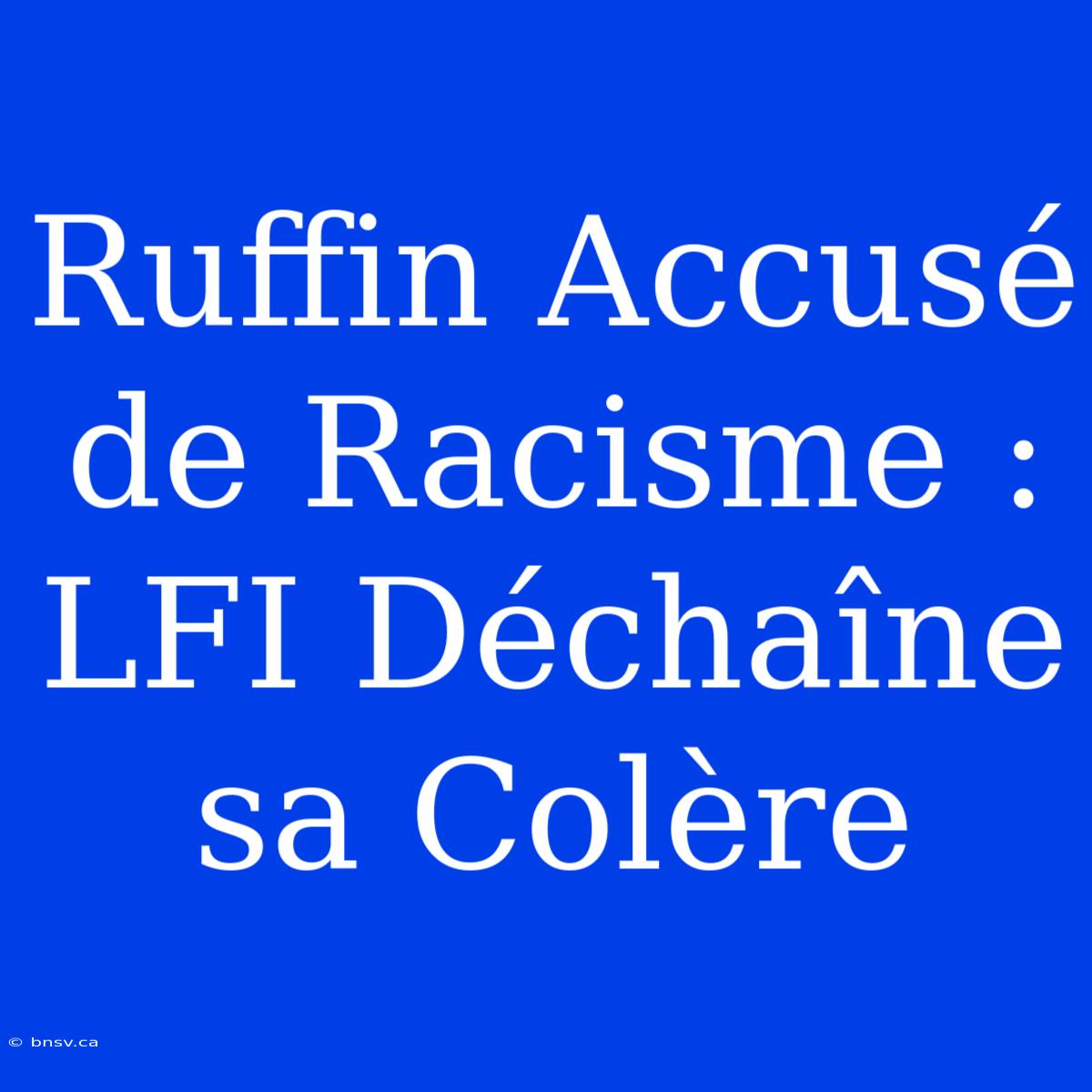 Ruffin Accusé De Racisme : LFI Déchaîne Sa Colère