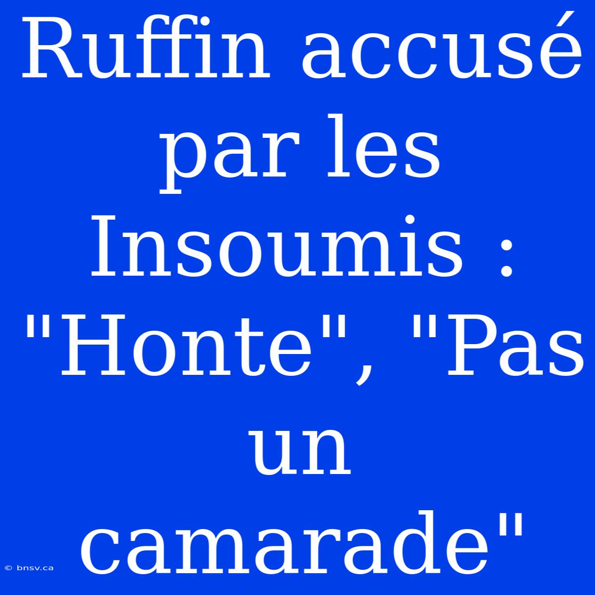 Ruffin Accusé Par Les Insoumis : 