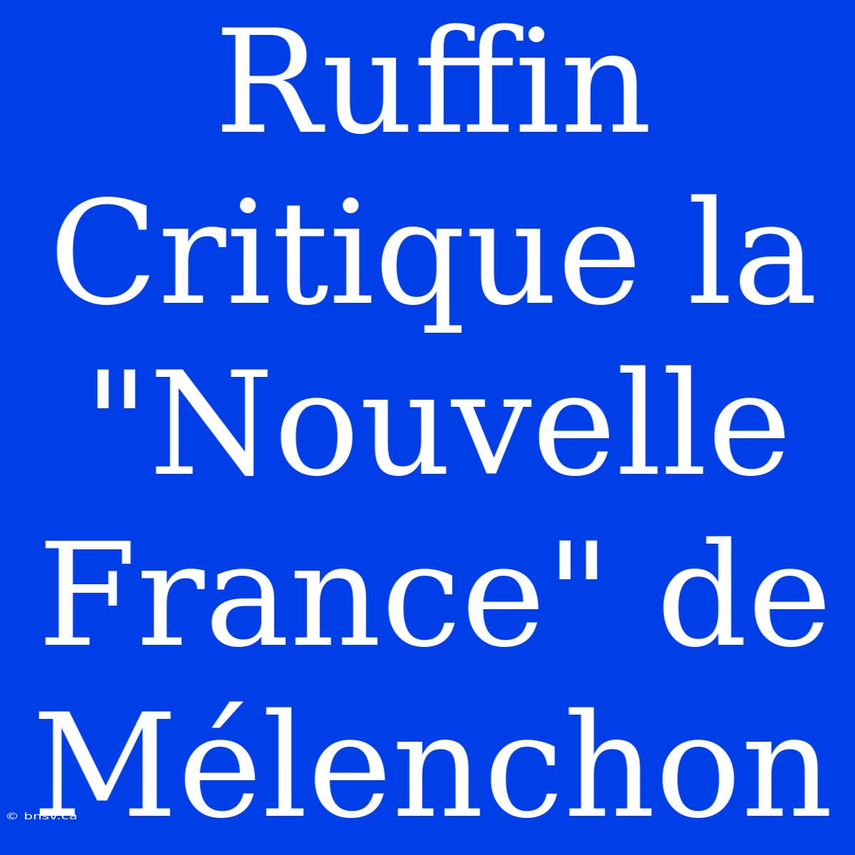 Ruffin Critique La 