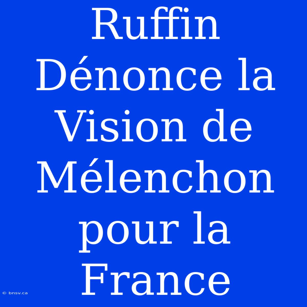 Ruffin Dénonce La Vision De Mélenchon Pour La France