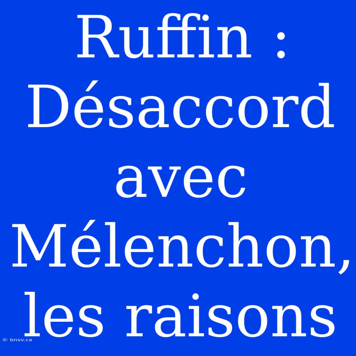 Ruffin : Désaccord Avec Mélenchon, Les Raisons