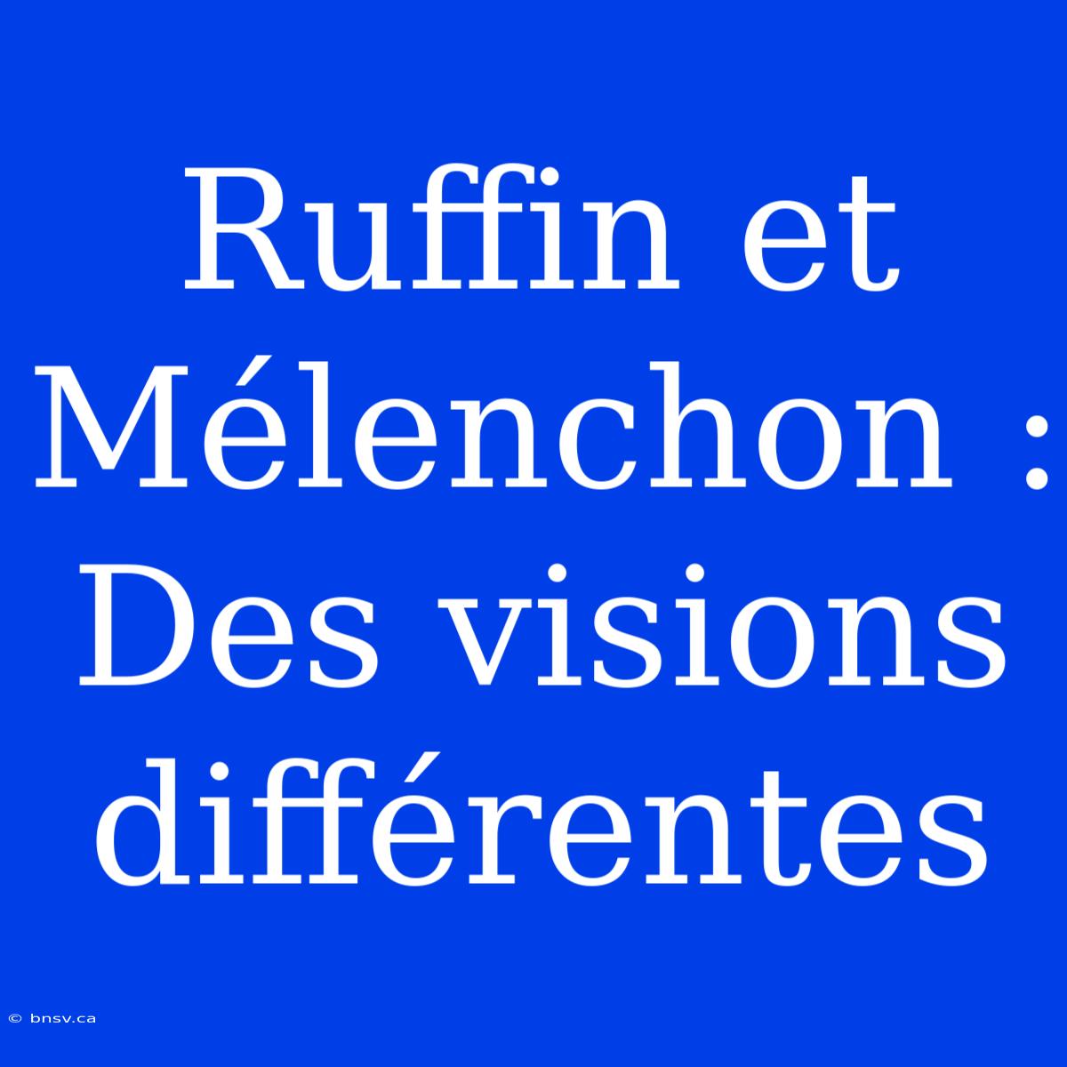 Ruffin Et Mélenchon : Des Visions Différentes