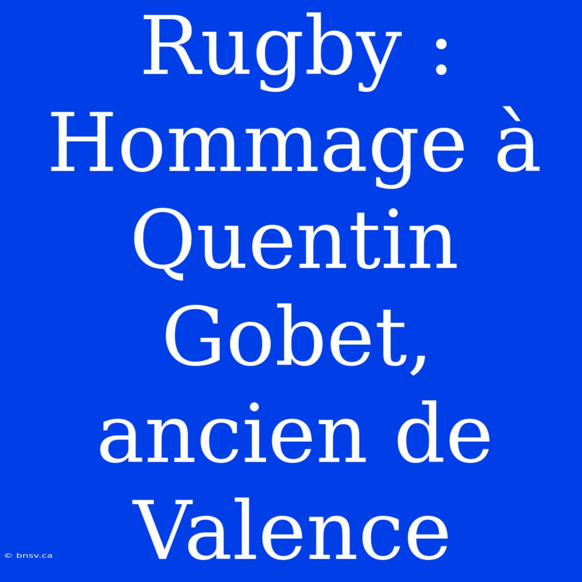 Rugby : Hommage À Quentin Gobet, Ancien De Valence