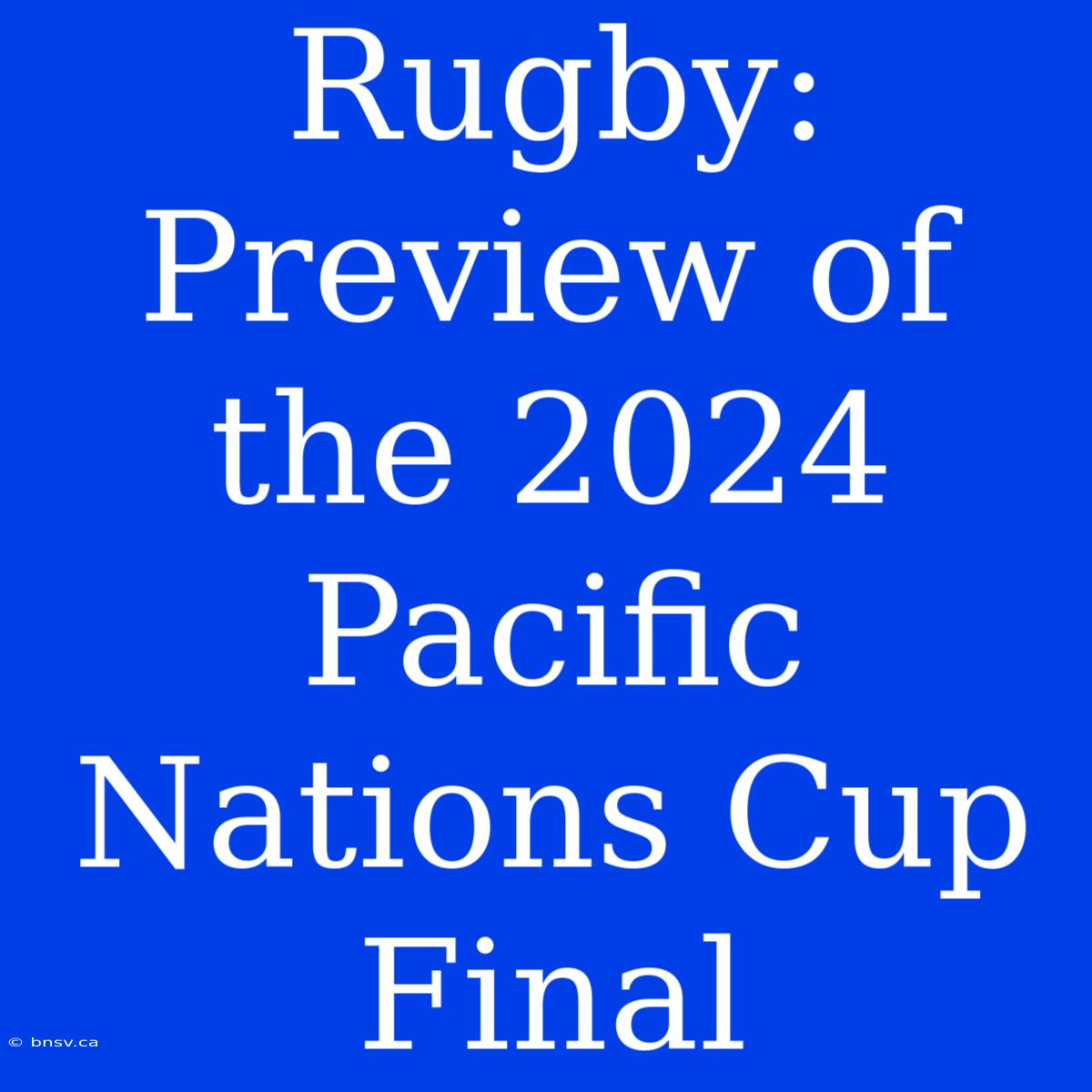 Rugby:  Preview Of The 2024 Pacific Nations Cup Final