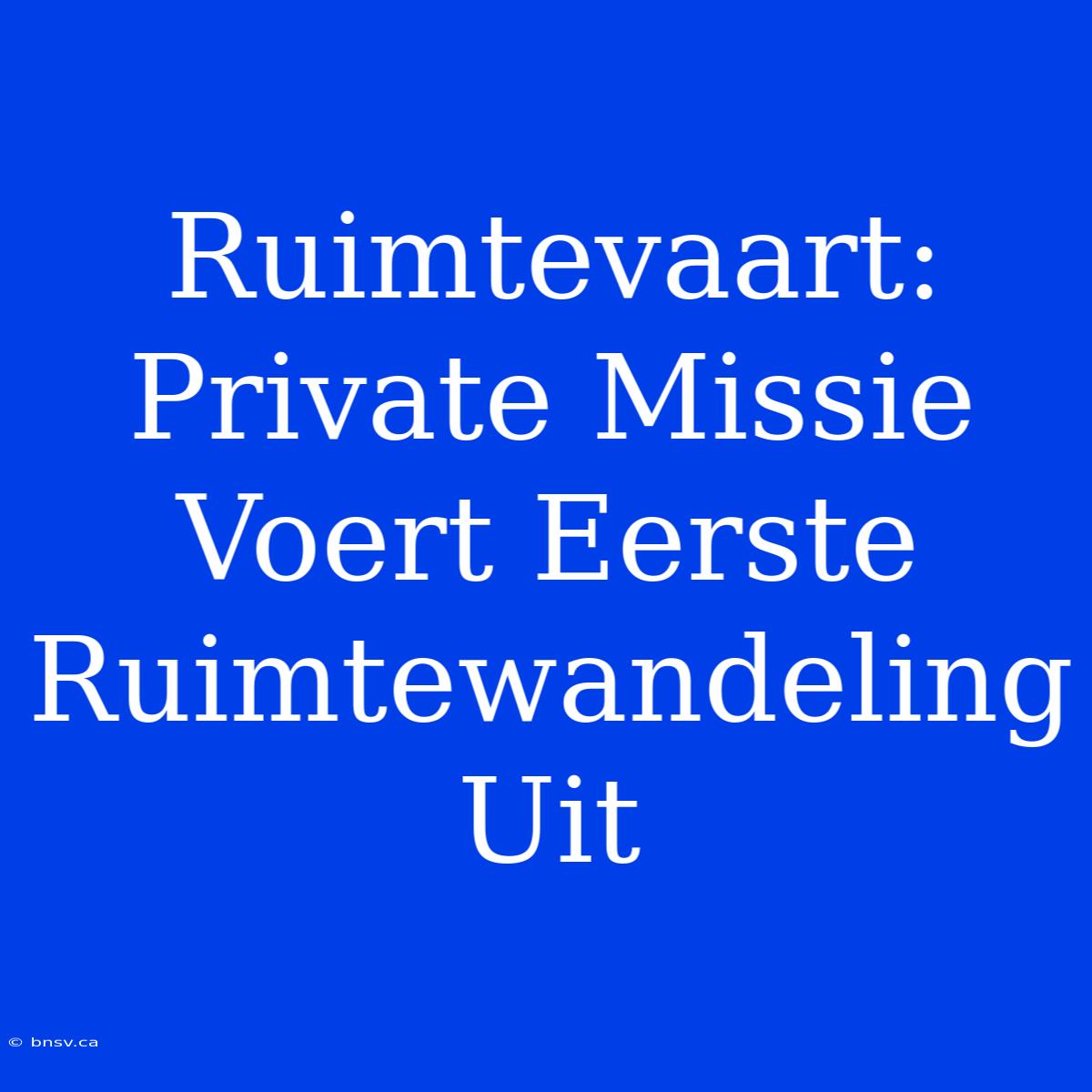 Ruimtevaart: Private Missie Voert Eerste Ruimtewandeling Uit