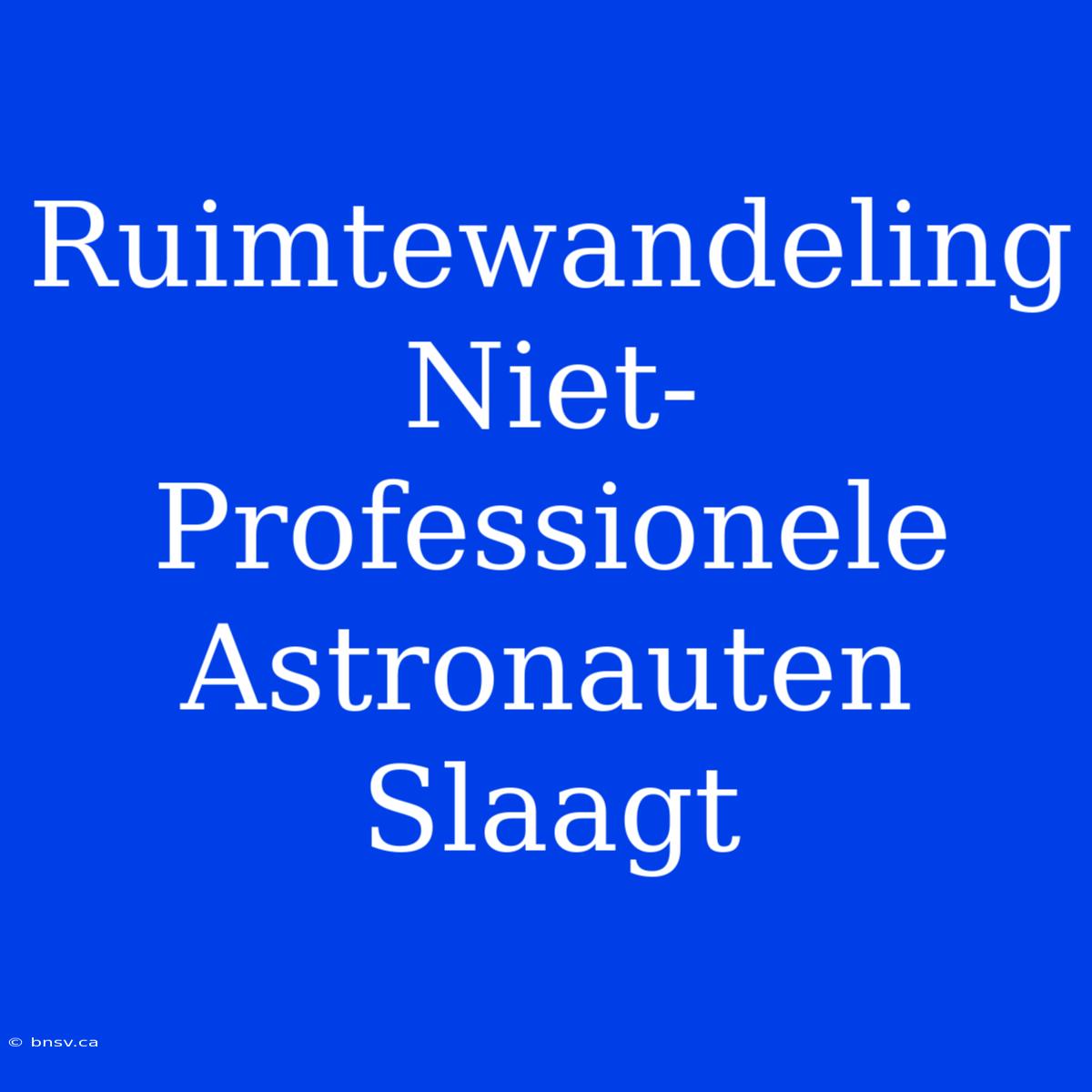 Ruimtewandeling Niet-Professionele Astronauten Slaagt