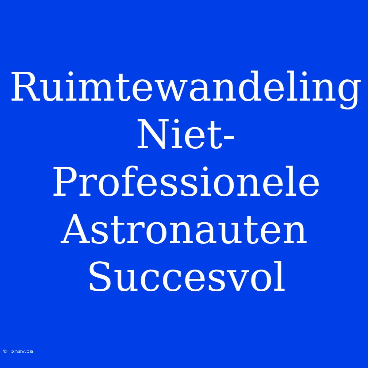 Ruimtewandeling Niet-Professionele Astronauten Succesvol