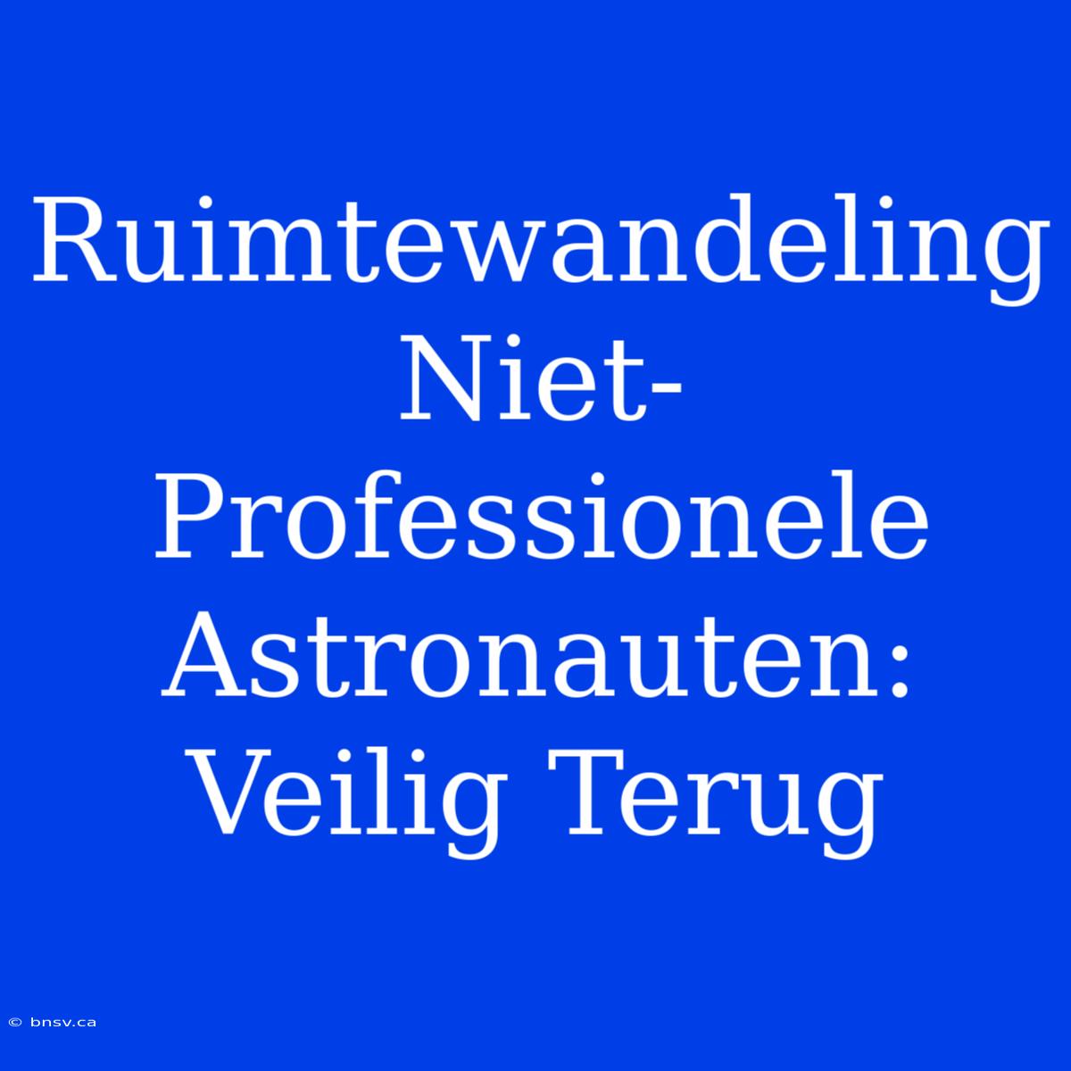 Ruimtewandeling Niet-Professionele Astronauten: Veilig Terug