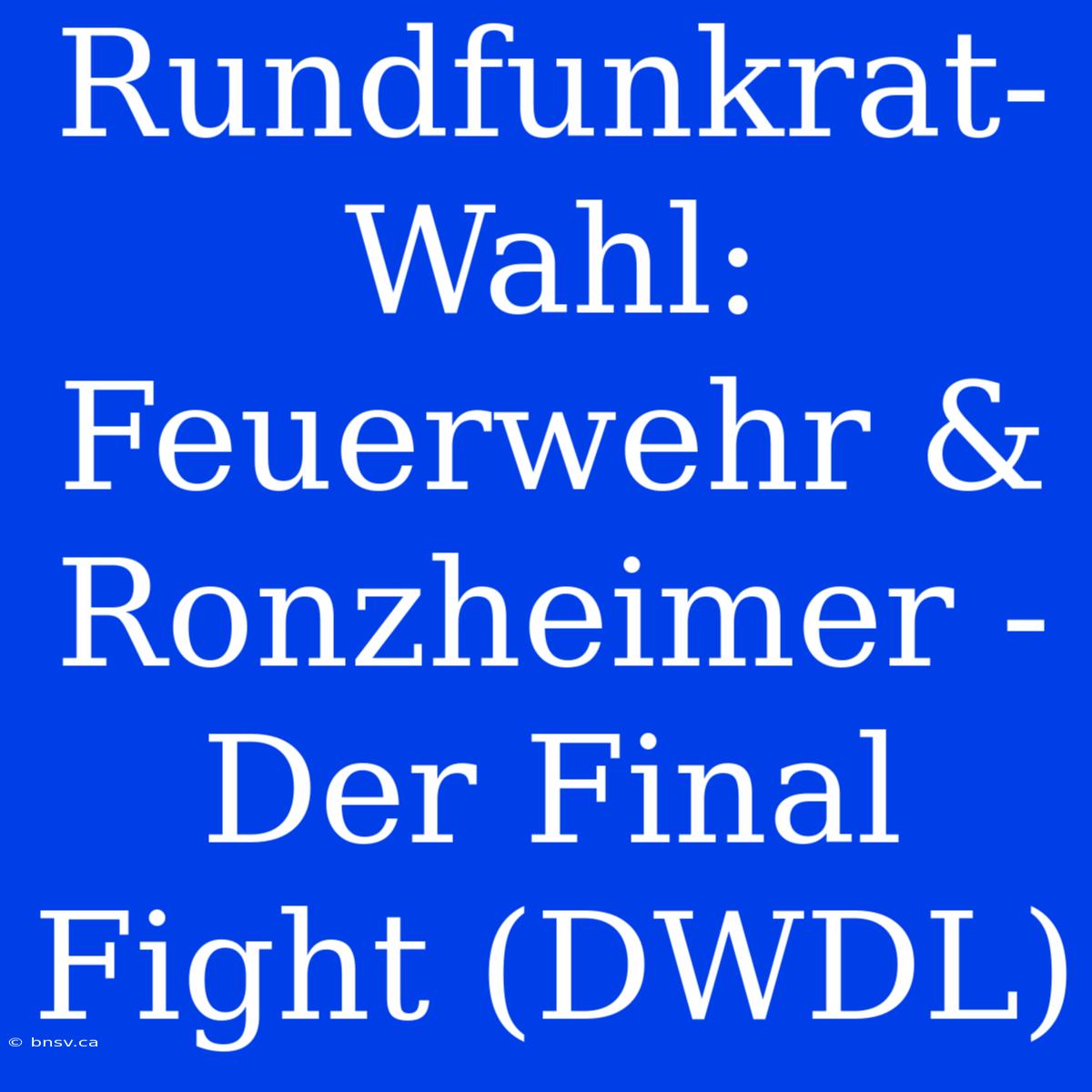 Rundfunkrat-Wahl: Feuerwehr & Ronzheimer - Der Final Fight (DWDL)