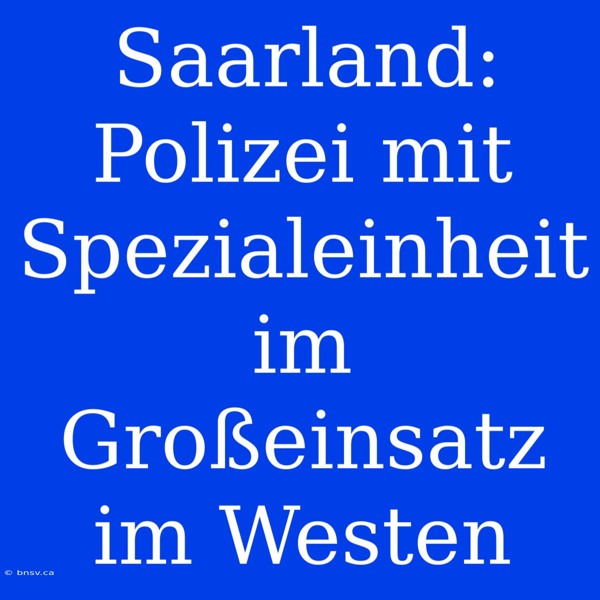 Saarland: Polizei Mit Spezialeinheit Im Großeinsatz Im Westen