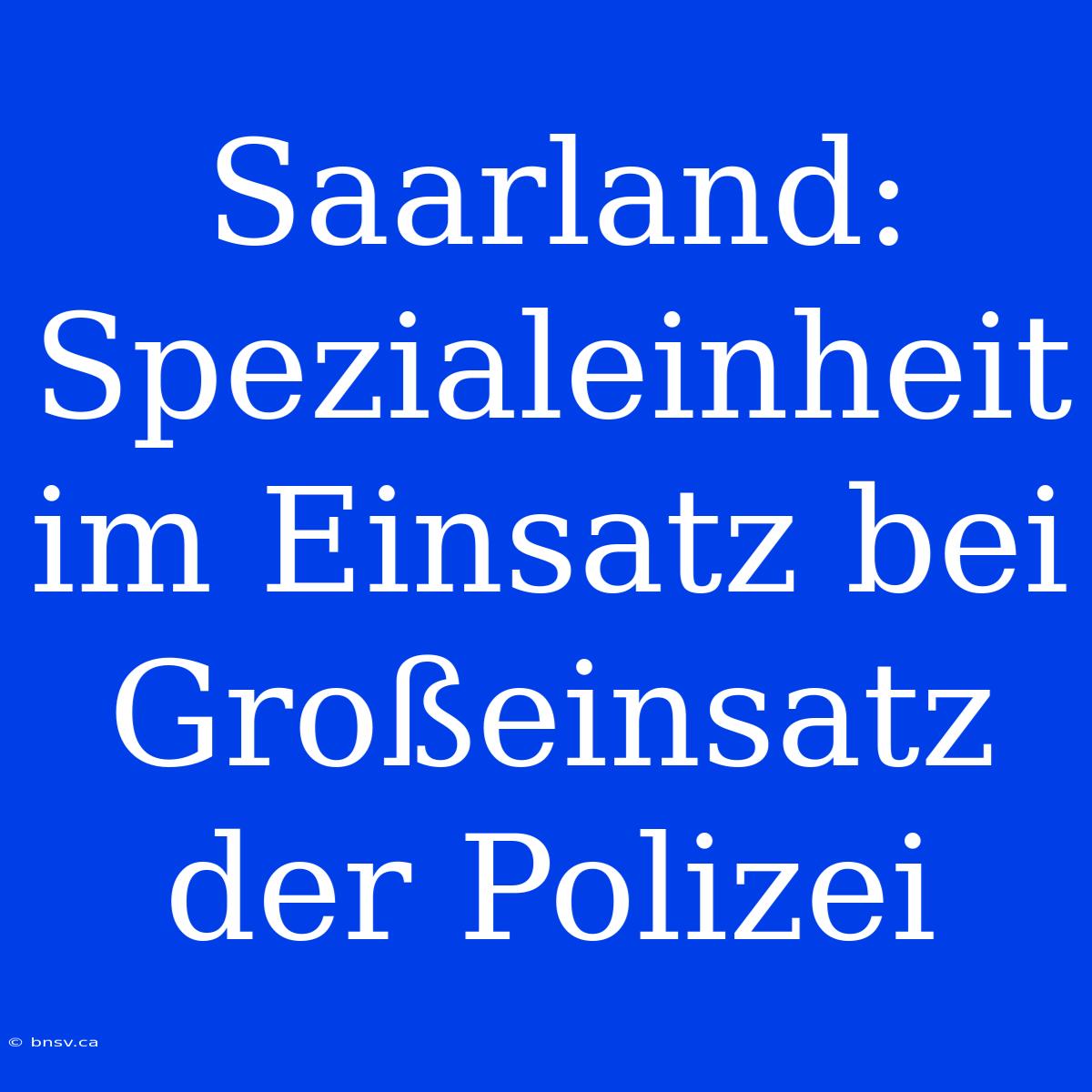 Saarland: Spezialeinheit Im Einsatz Bei Großeinsatz Der Polizei