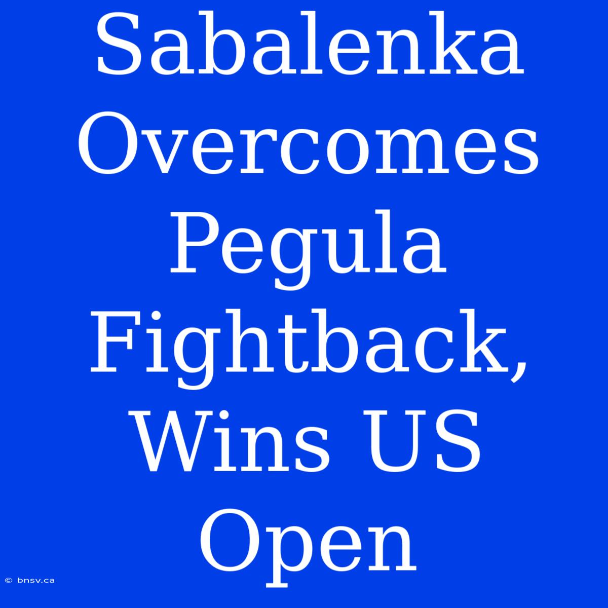 Sabalenka Overcomes Pegula Fightback, Wins US Open