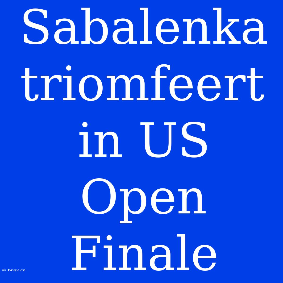 Sabalenka Triomfeert In US Open Finale