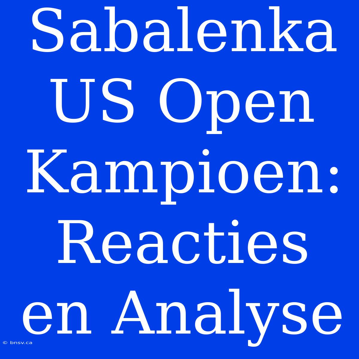 Sabalenka US Open Kampioen: Reacties En Analyse