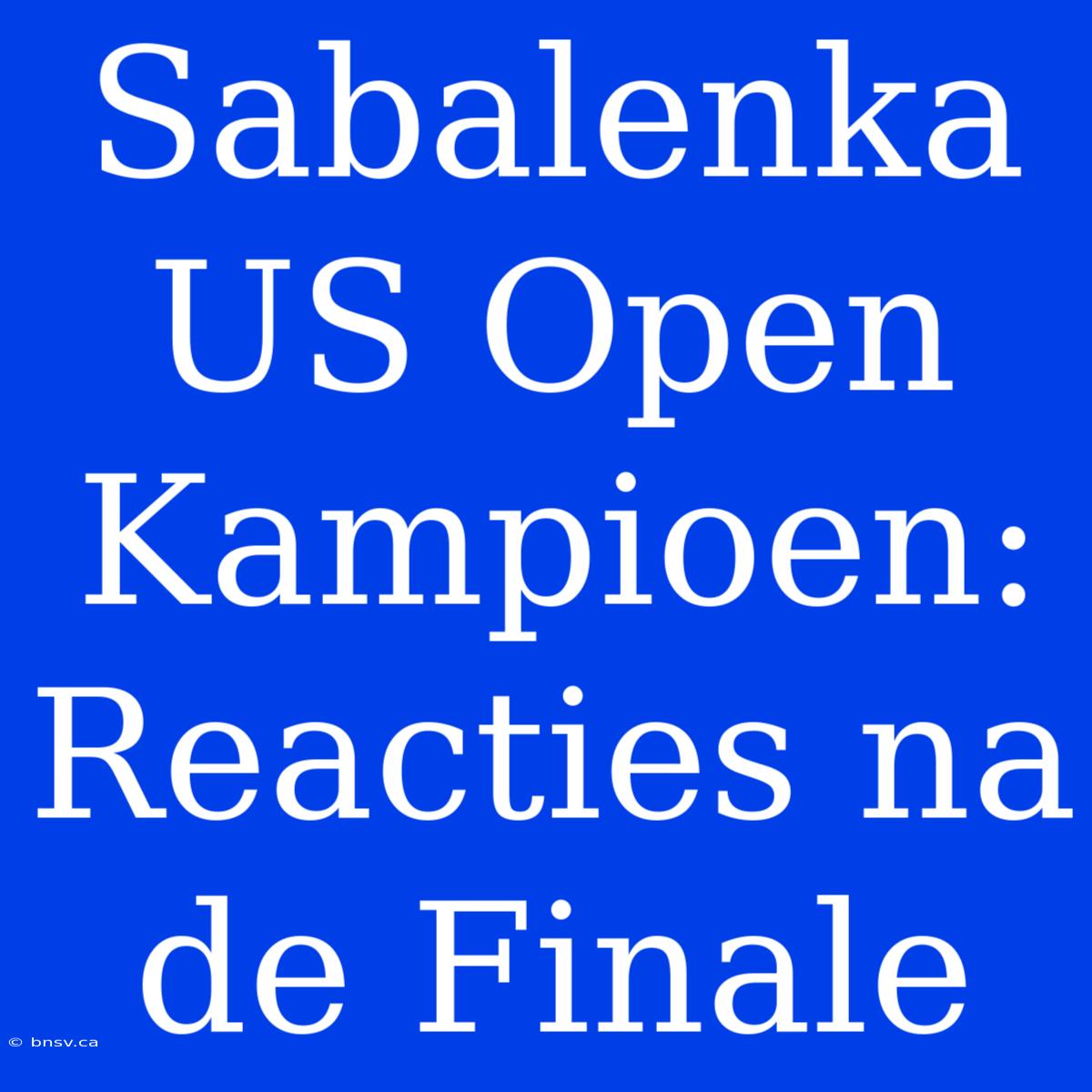 Sabalenka US Open Kampioen: Reacties Na De Finale