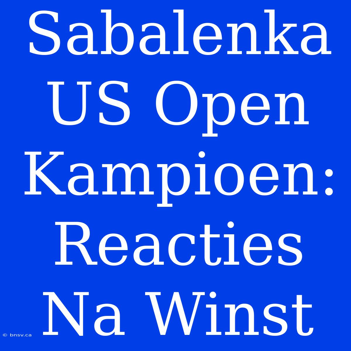 Sabalenka US Open Kampioen: Reacties Na Winst