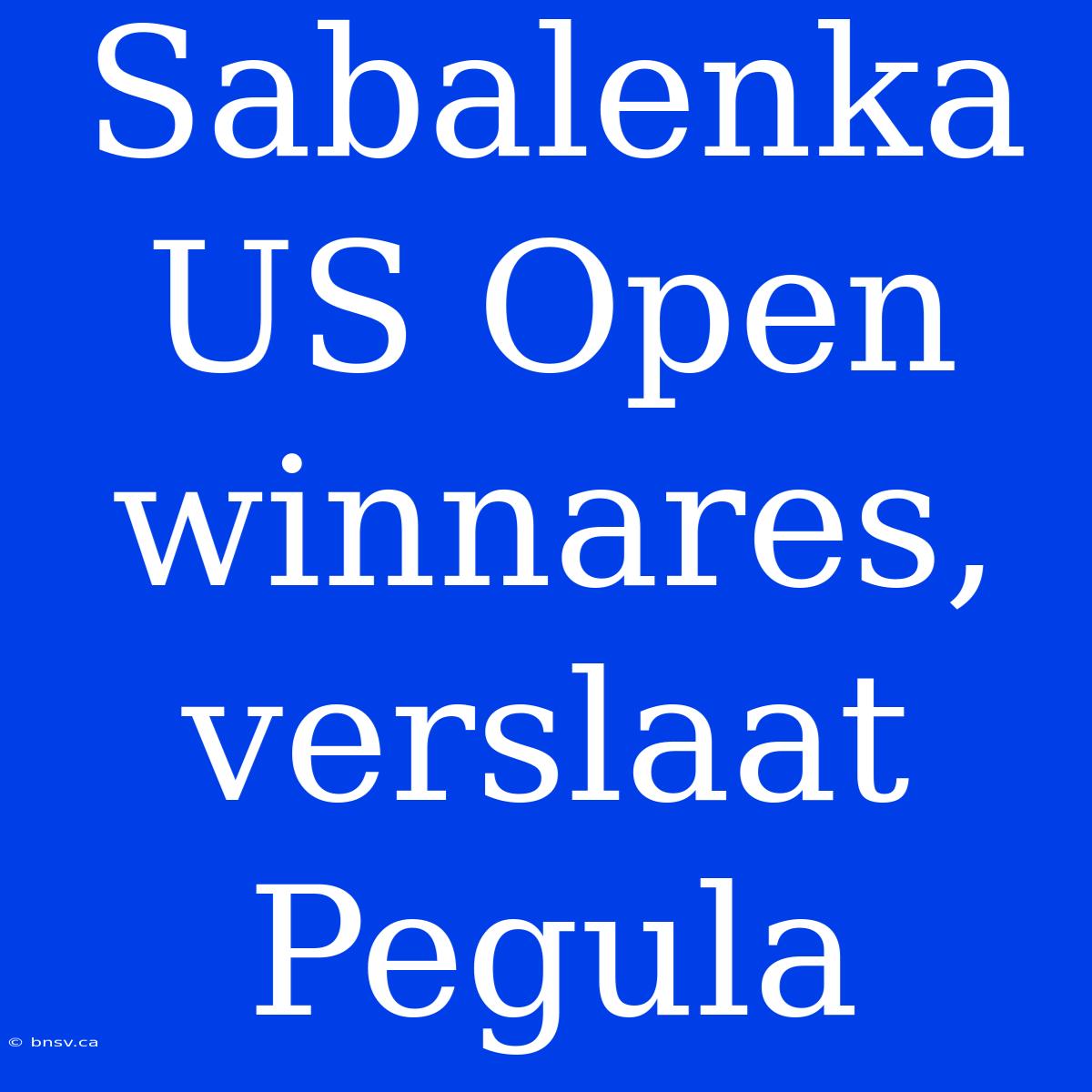 Sabalenka US Open Winnares, Verslaat Pegula