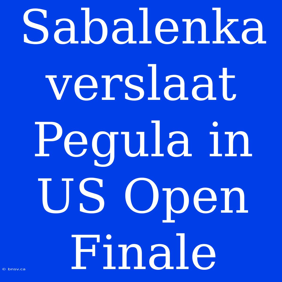 Sabalenka Verslaat Pegula In US Open Finale