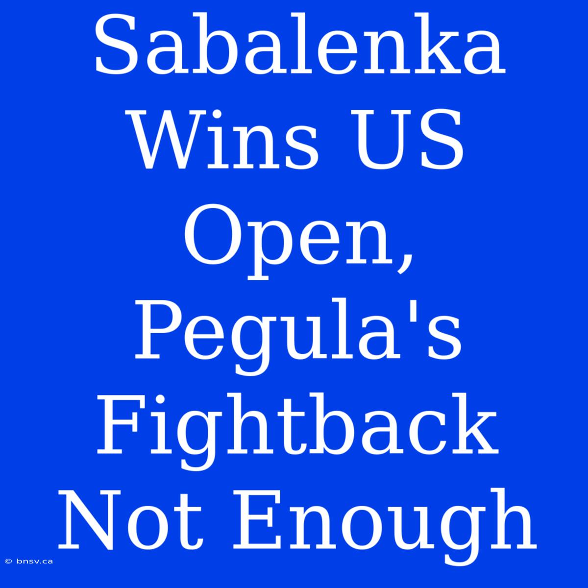 Sabalenka Wins US Open, Pegula's Fightback Not Enough