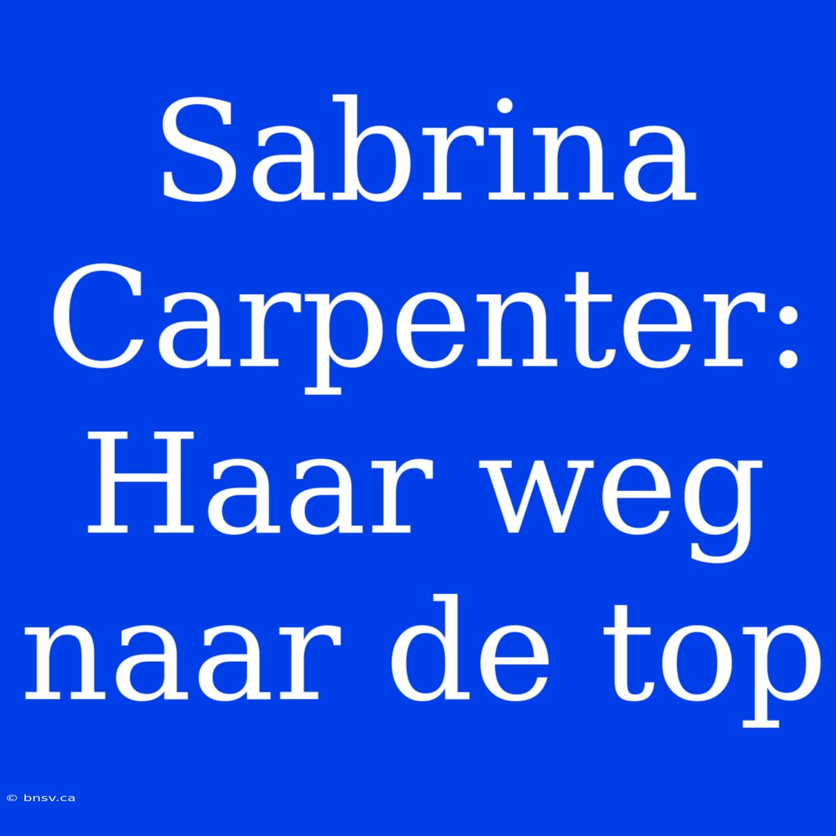 Sabrina Carpenter: Haar Weg Naar De Top