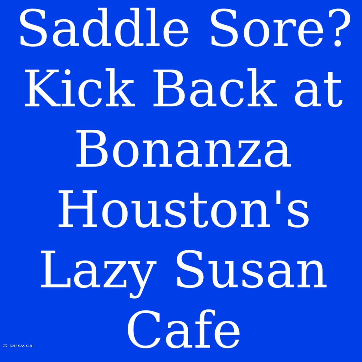 Saddle Sore? Kick Back At Bonanza Houston's Lazy Susan Cafe