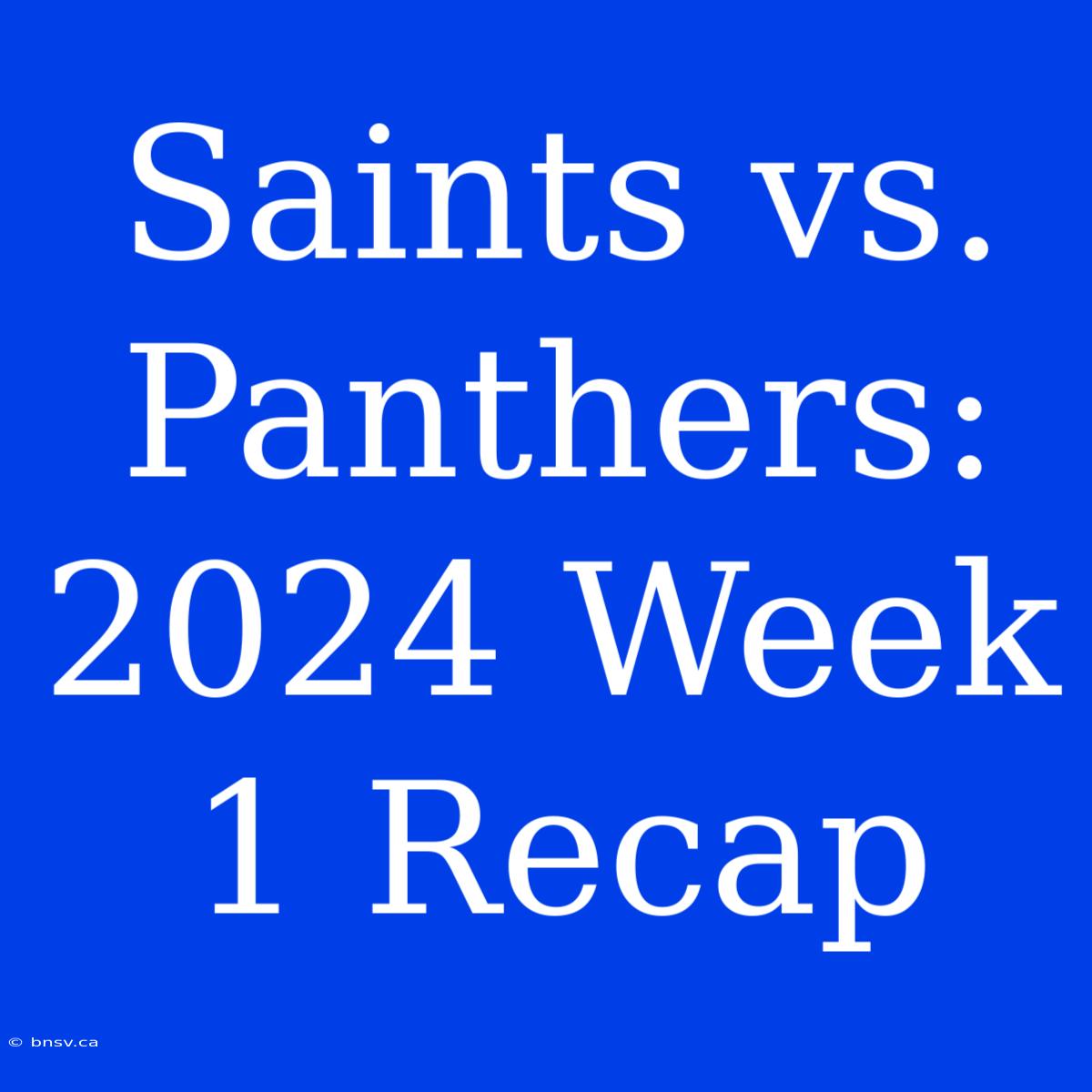 Saints Vs. Panthers: 2024 Week 1 Recap