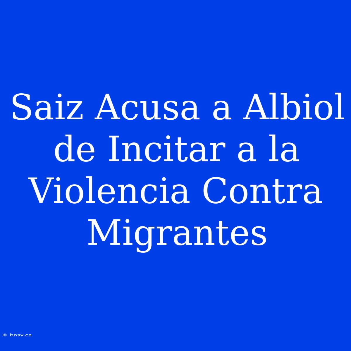 Saiz Acusa A Albiol De Incitar A La Violencia Contra Migrantes