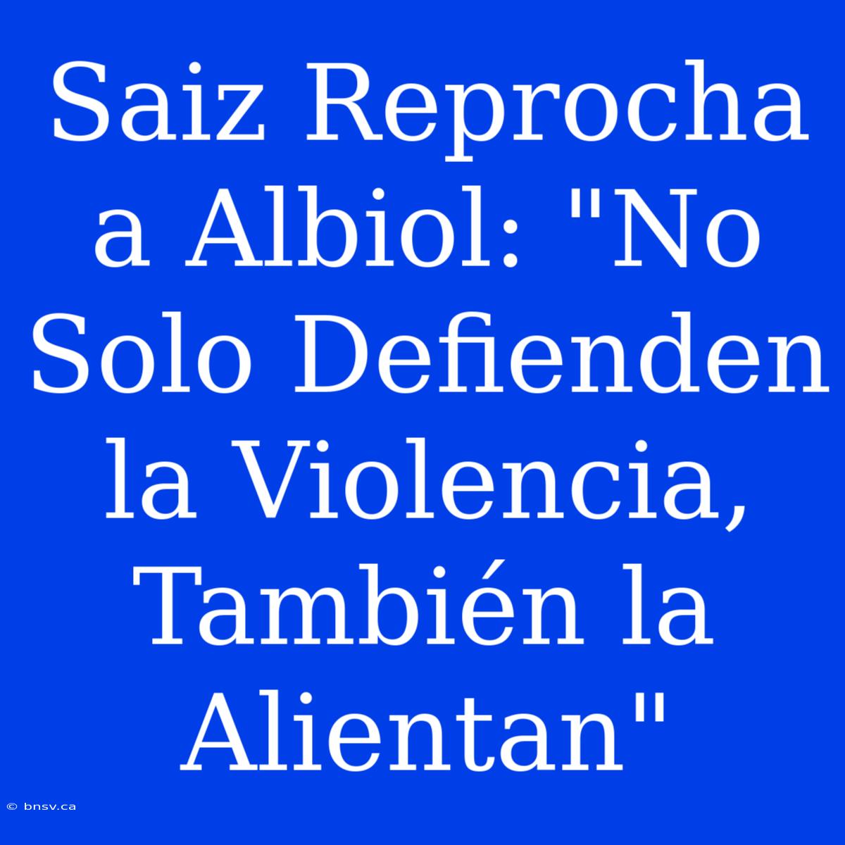 Saiz Reprocha A Albiol: 