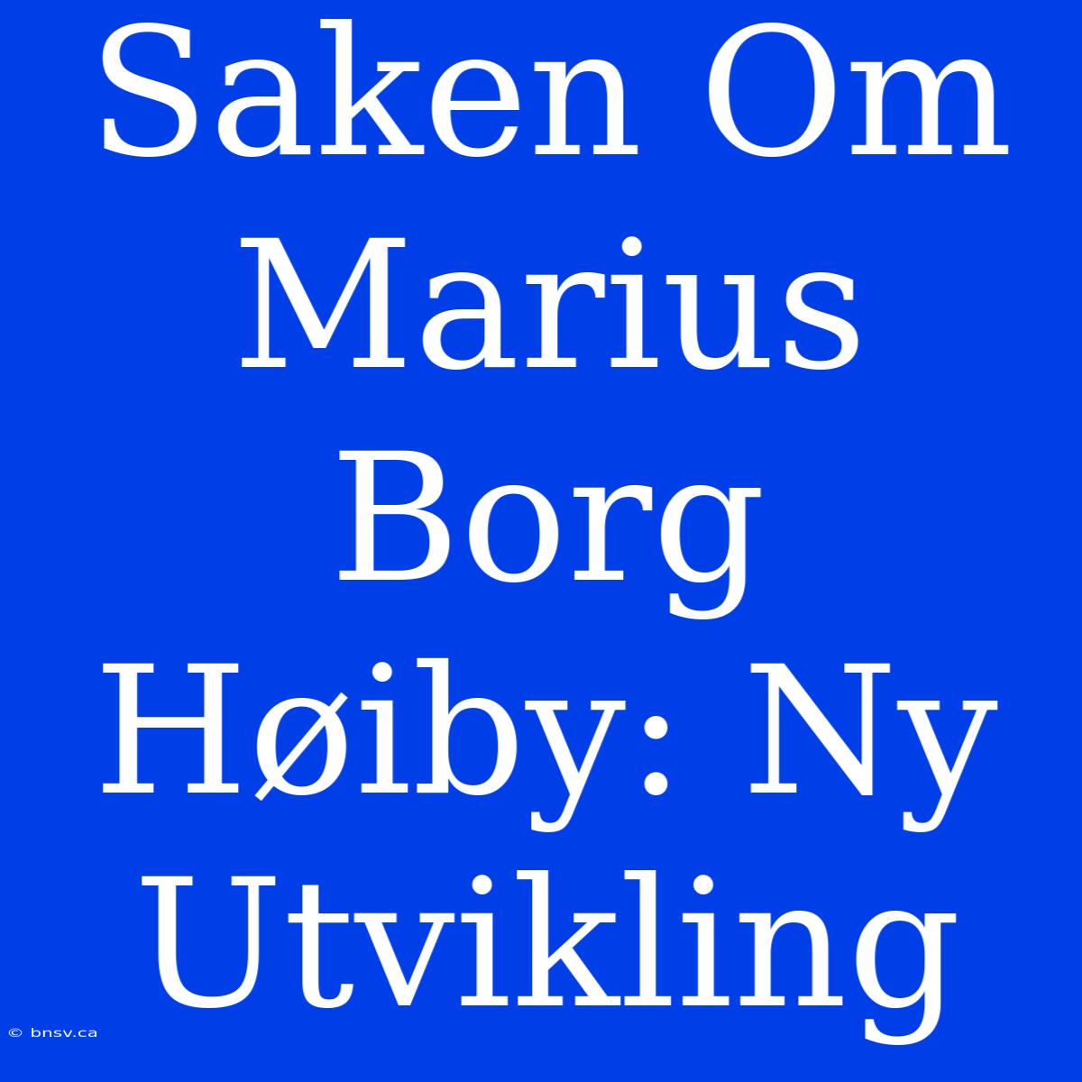 Saken Om Marius Borg Høiby: Ny Utvikling