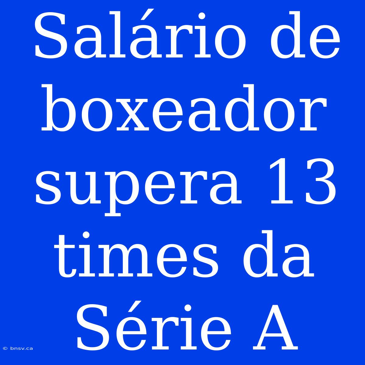 Salário De Boxeador Supera 13 Times Da Série A