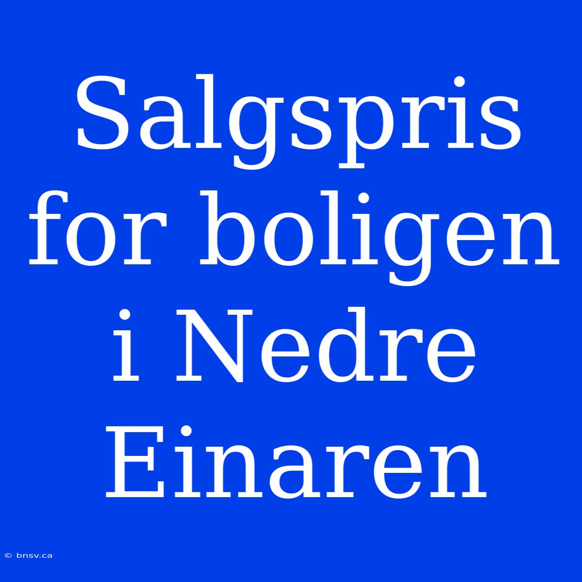 Salgspris For Boligen I Nedre Einaren