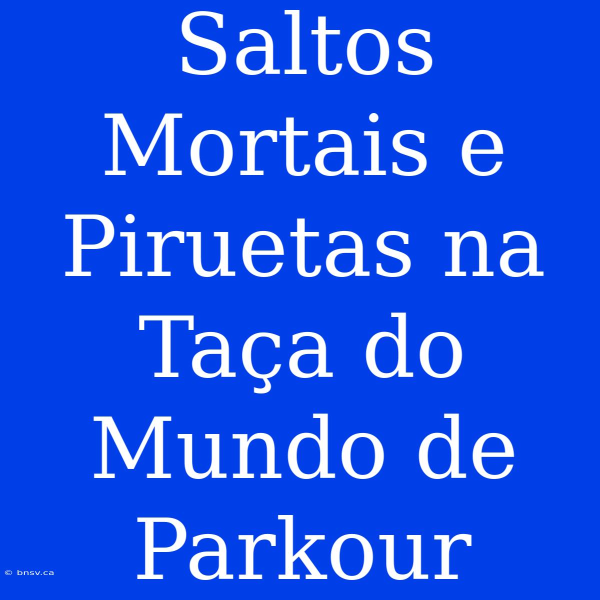 Saltos Mortais E Piruetas Na Taça Do Mundo De Parkour