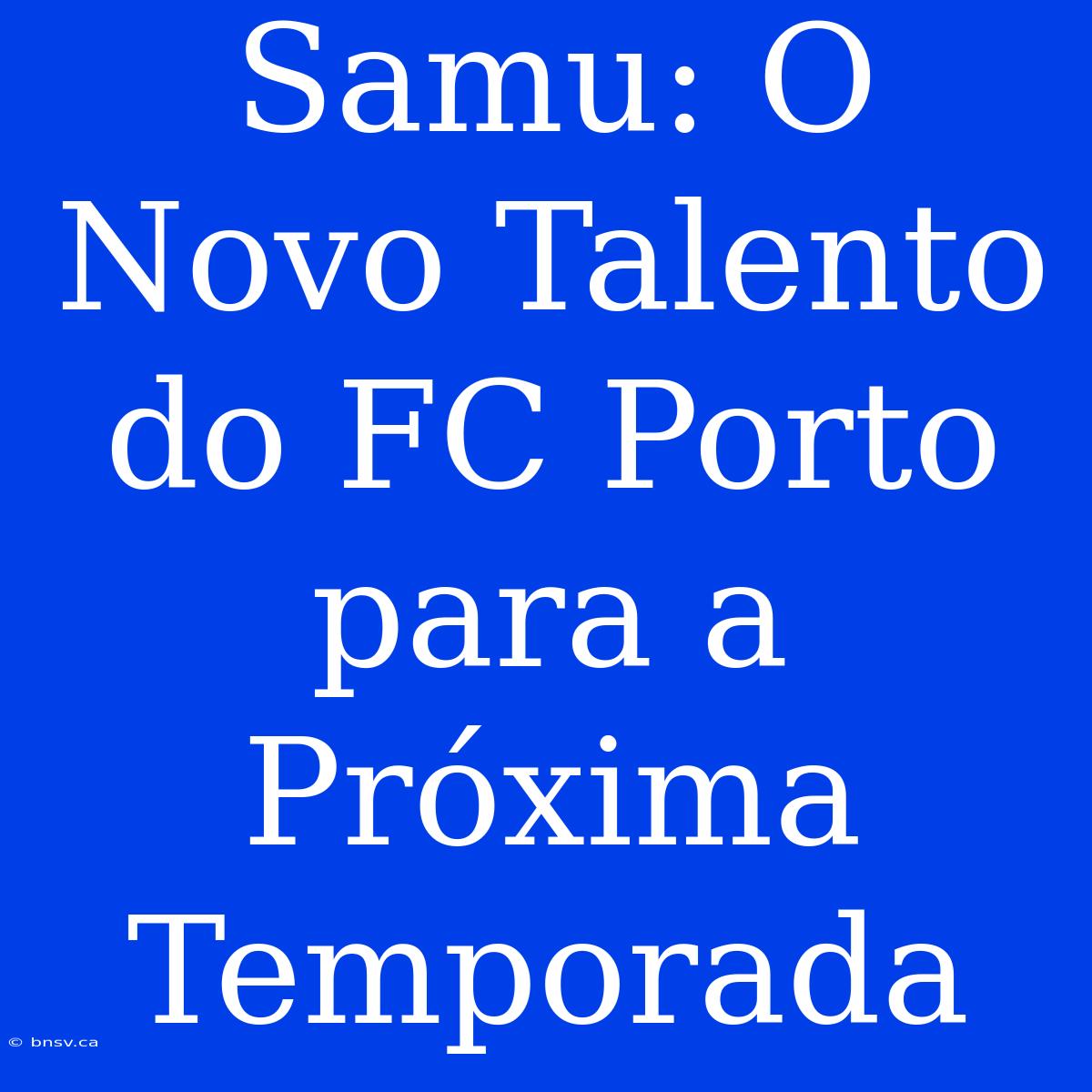 Samu: O Novo Talento Do FC Porto Para A Próxima Temporada