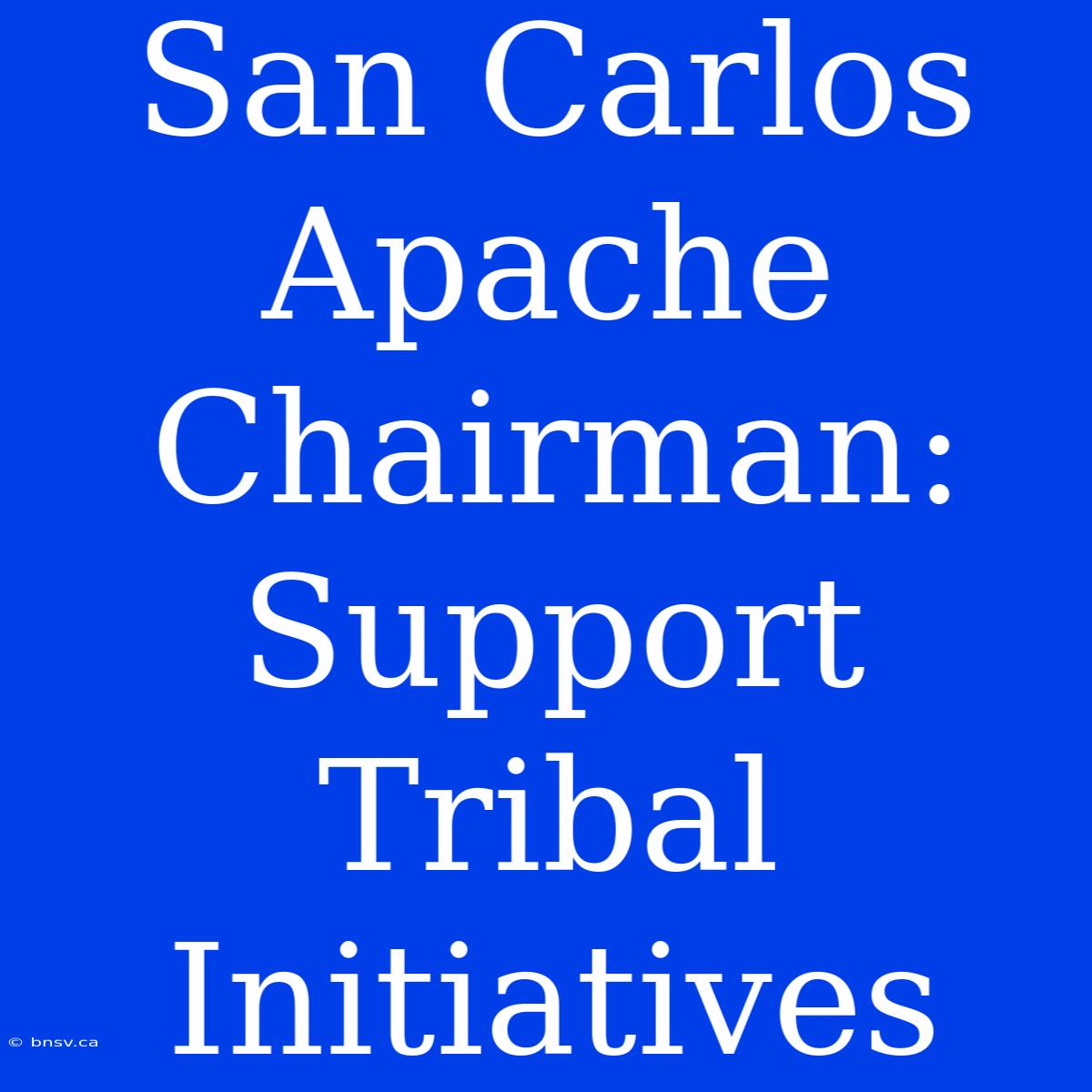 San Carlos Apache Chairman:  Support Tribal Initiatives