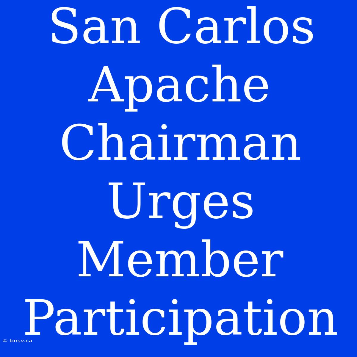 San Carlos Apache Chairman Urges Member Participation