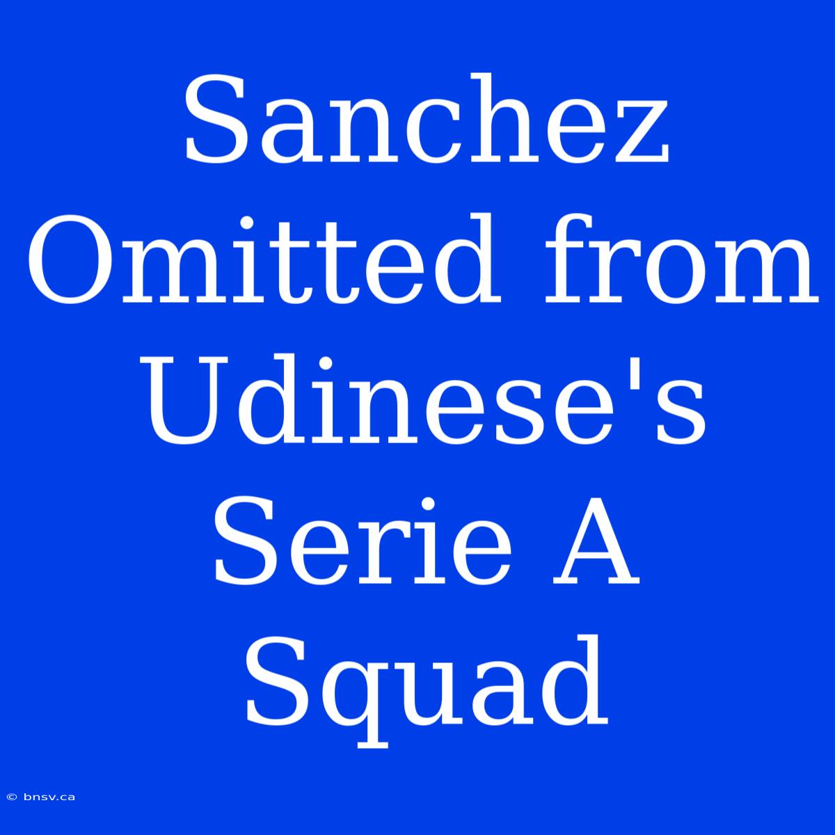 Sanchez Omitted From Udinese's Serie A Squad